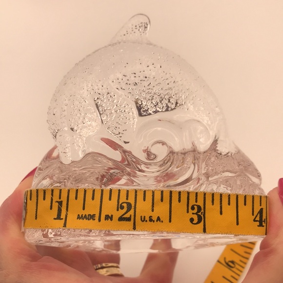 VTG PartyLite‎ Glass Dolphin on a Wave Tealight Holder - Picture 6 of 7